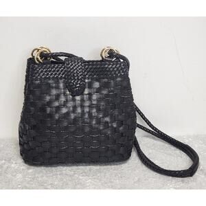 Vintage M.C. Womens Black w Gold Trim Crossbody Handbag